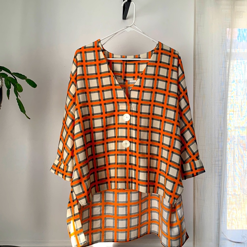 Zara Plaid Blouse